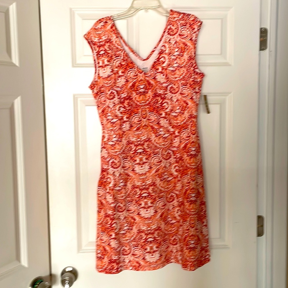 Title Nine athletic, casual dress. Orange/red swirl pattern.  Very cute!